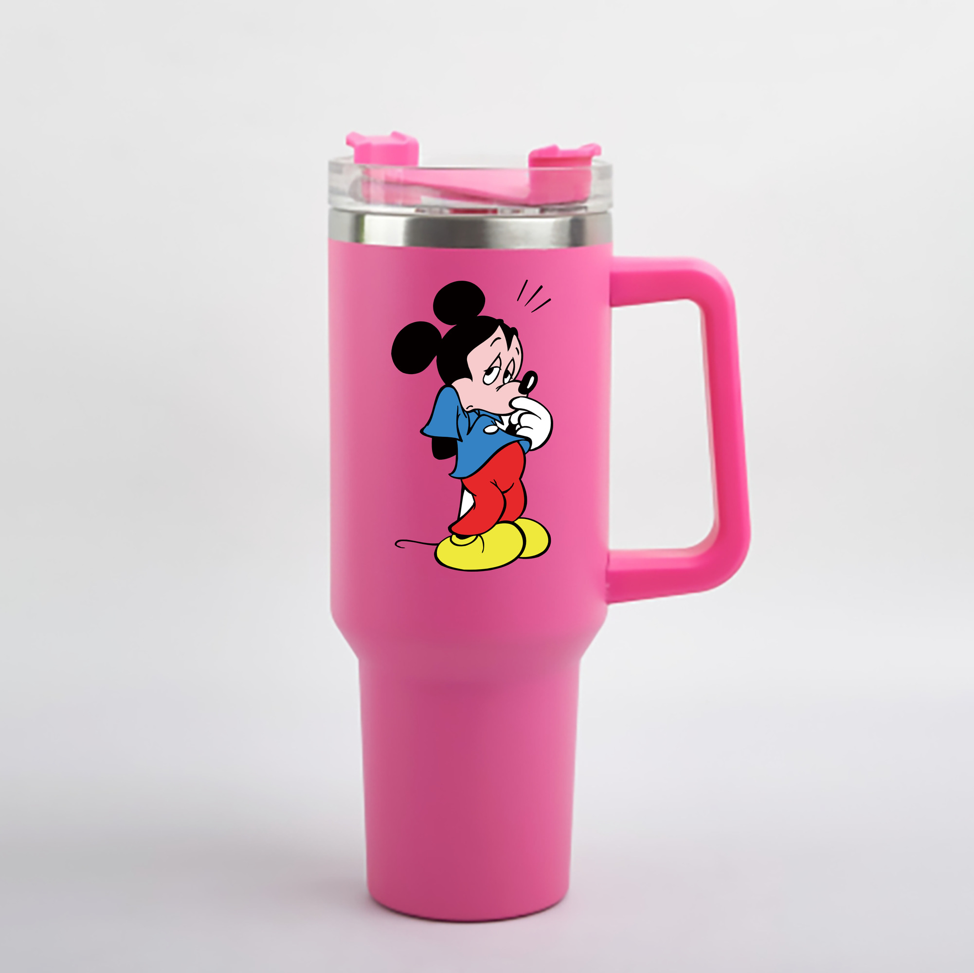 （画像用） ミッキーマウス Mickey Mouse 1200mL車用タンブラー - クリスタルステッカー（プラスチックストロー付き）